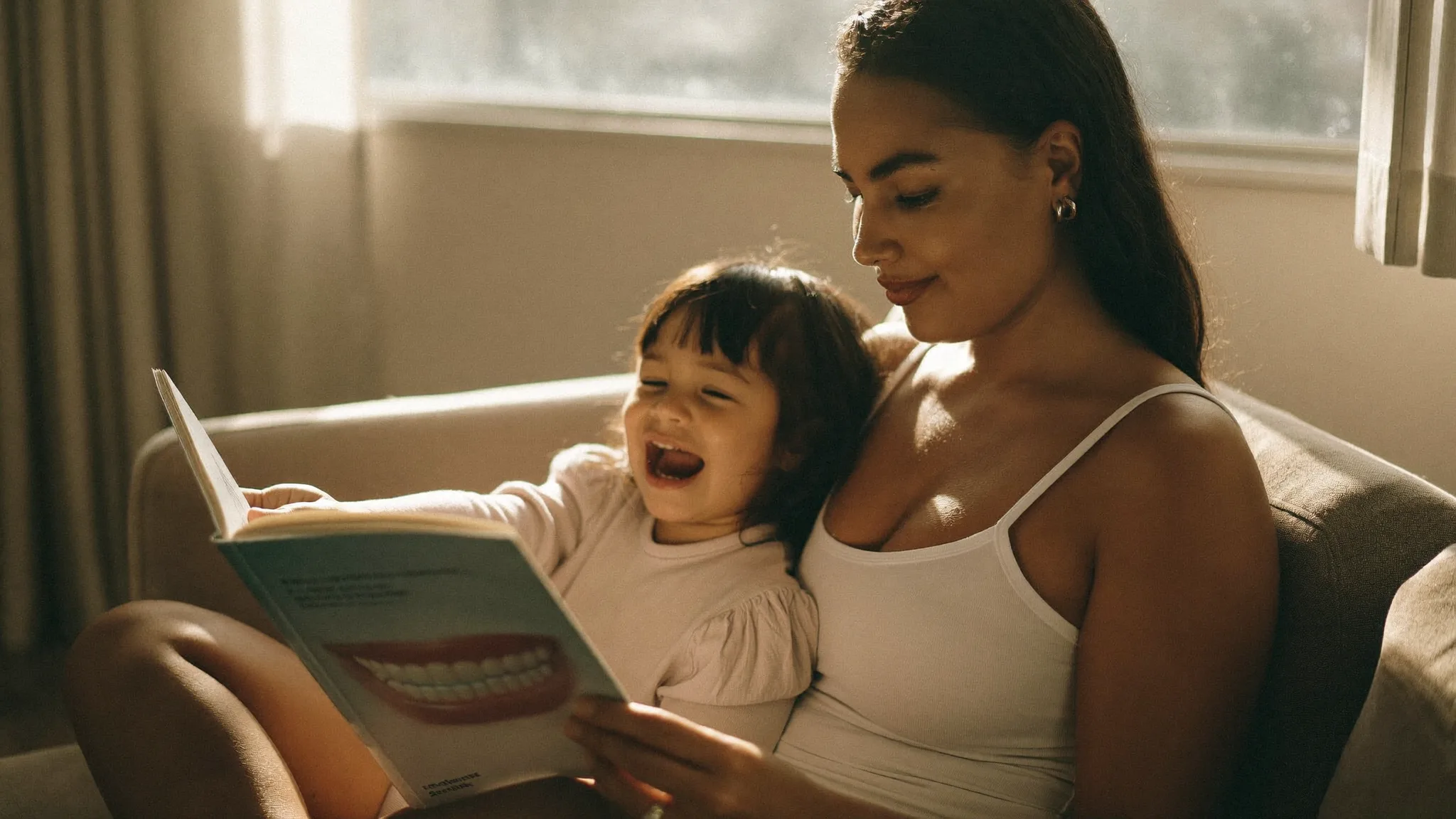 Child smiling with a mix of baby and adult teeth at Good Morning Dental