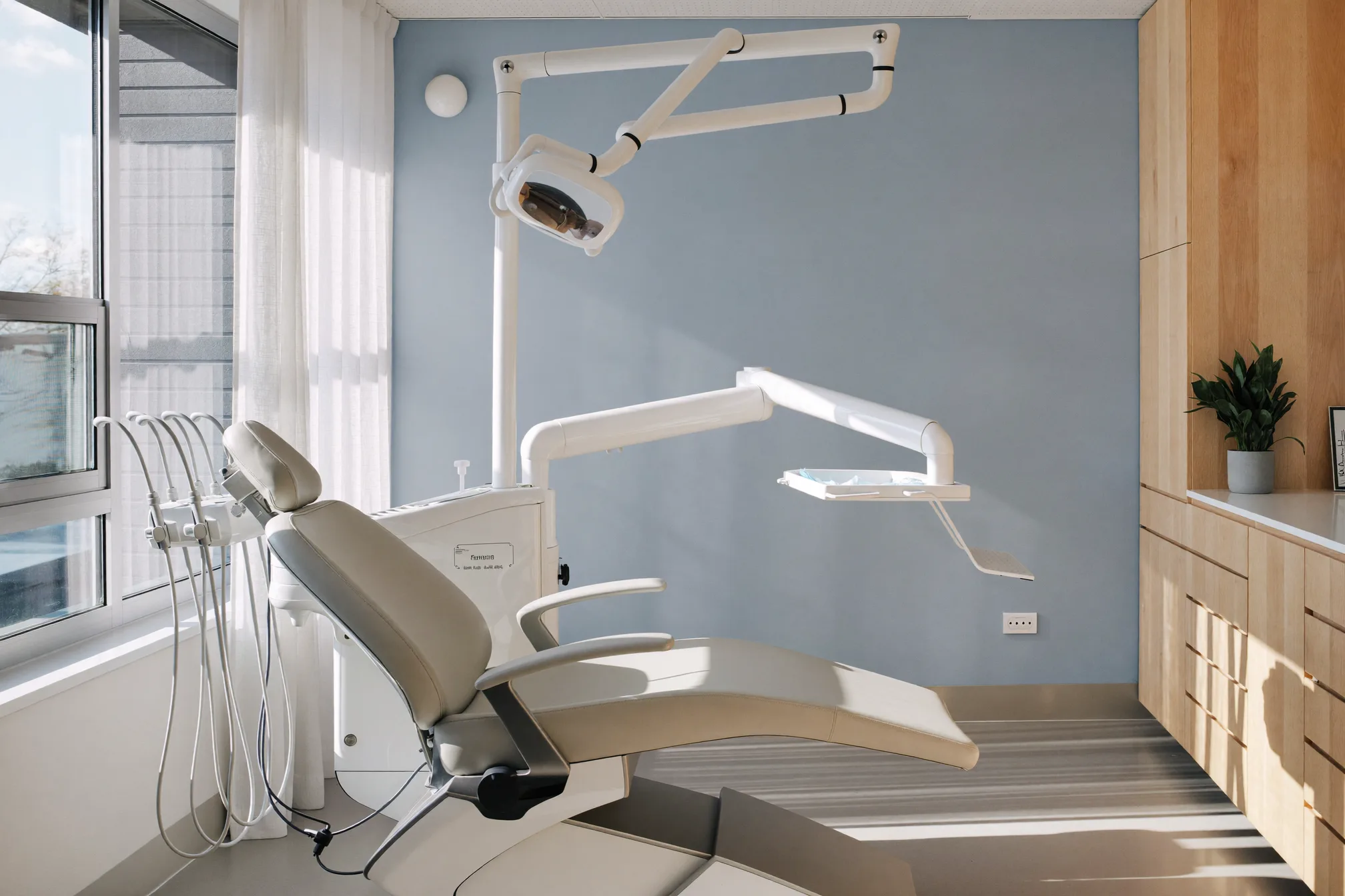 Bright, calm treatment room at Good Morning Dental