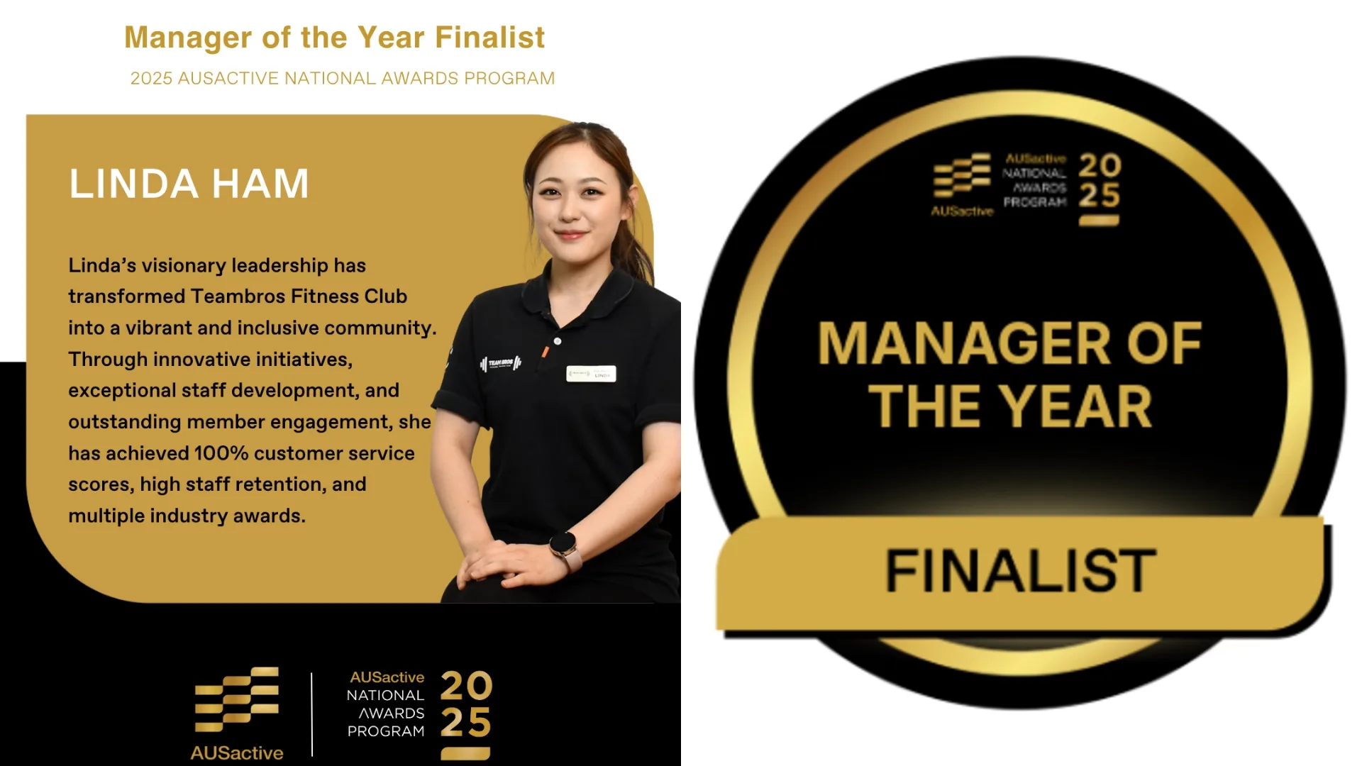 Linda Ham Teambros Manager of the Year Finalist AUSactive